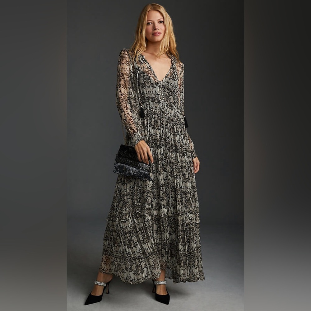 Anthropologie-The Marais Printed Chiffon Maxi Dress